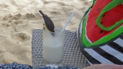 Bananaquit drinking a Pina colada