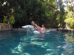 Zoe and Luca on the Dolphin