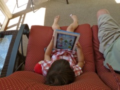 112 Luca with her iPad