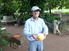 Han after preparing coconut