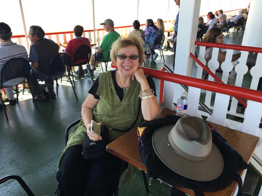 Sharon on river boat