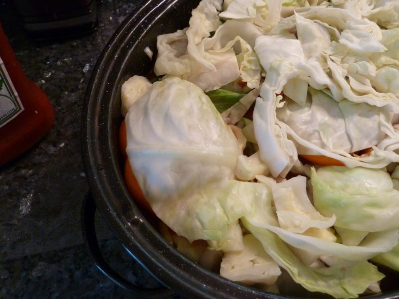 29 Cover peppers with cabbage leaves